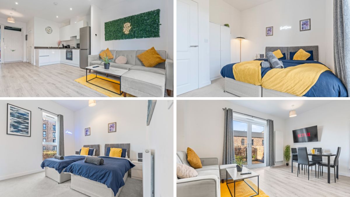 Serviced accommodation Birmingham — The Belgrave Townhouse II open plan living and bedrooms